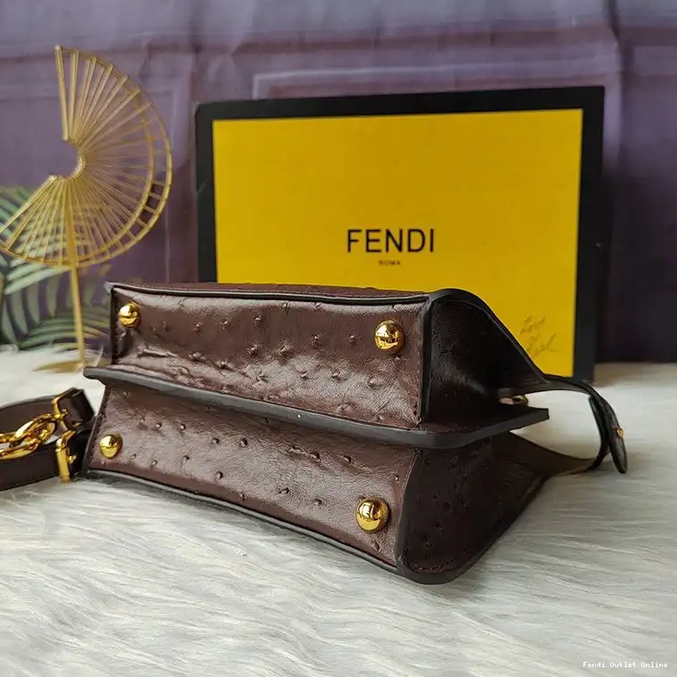 Affordable Peekaboo Fendi Leather Petite In Bag Ostrich Coffee ISeeU 0516